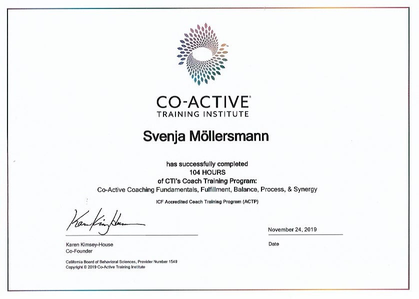 Svenja Möllersmann Coaching Zertifikat